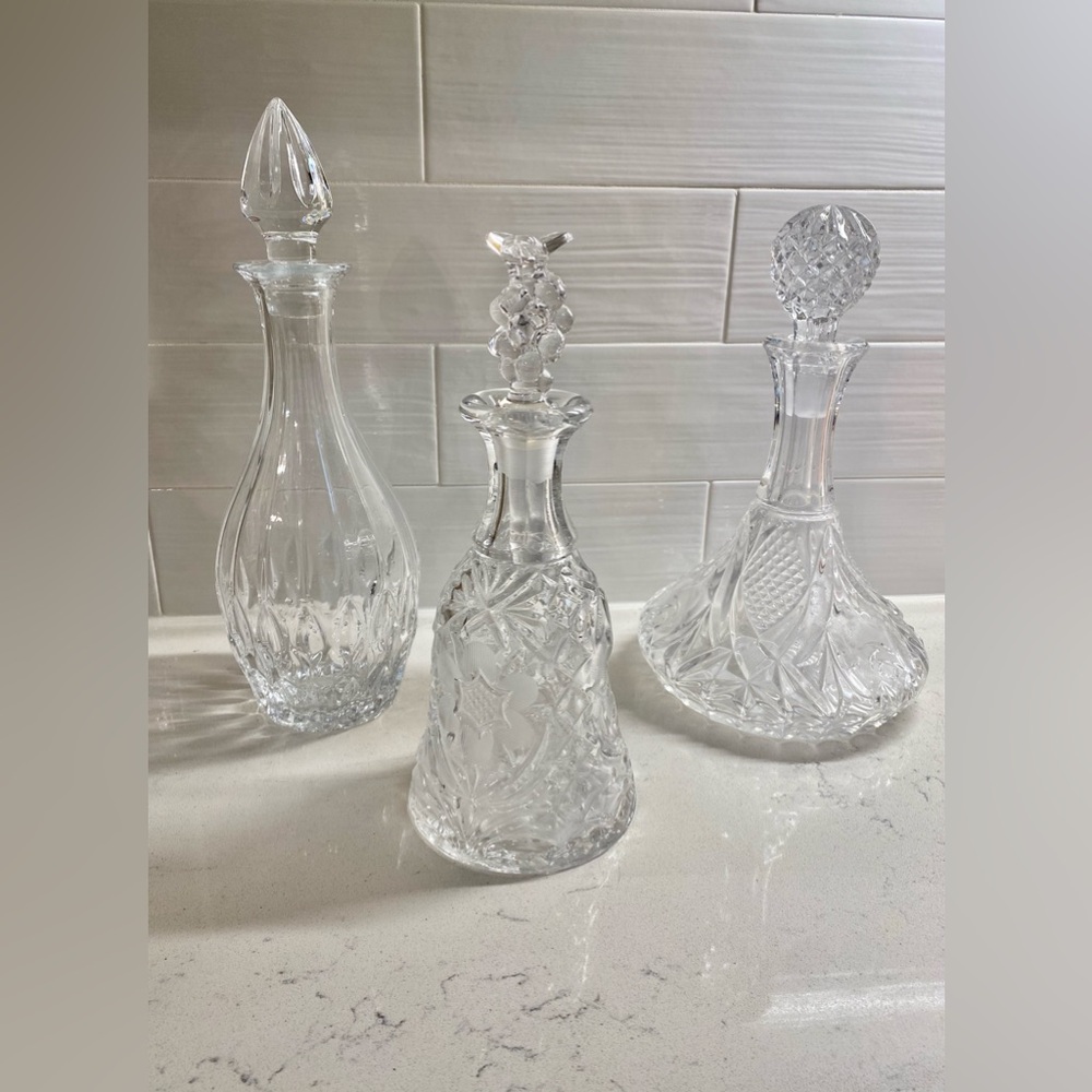 Decanter Set Vintage Hand Cut Glass